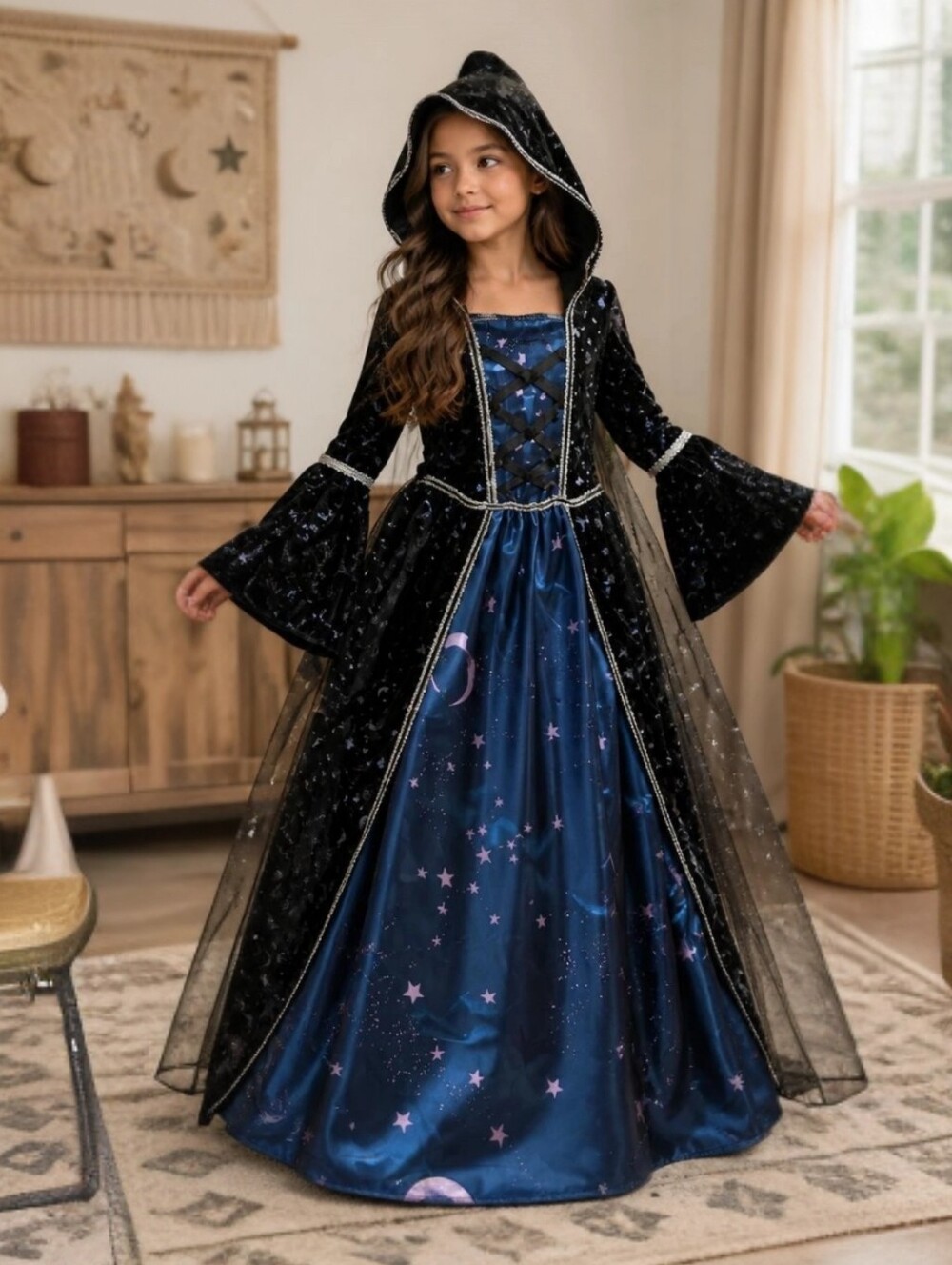 Spirit Halloween Kids Midnight Sorceress Costume Child Size L (10-12)